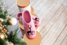 Art Kyrgyz Felt Slippers Xmas 100% Merino Wool Handmade  Comfy US 5-14.5