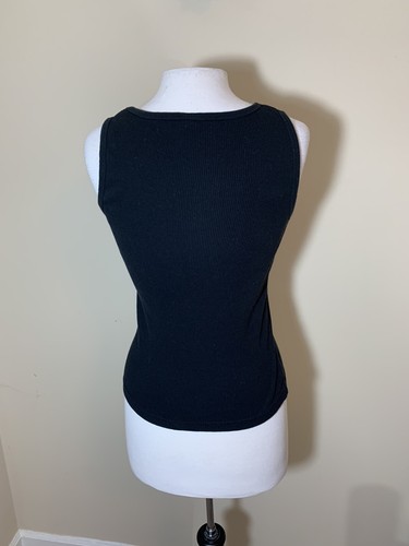 Anvil Women's Large Black Ribbed Tank Top Roy Orbinson Graphic Cotton Rockabilly - Picture 3 of 6