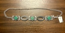 NWT Chico's Womens Silver Southwestern Boho Adjustable Morelia Chain Belt Sz S/M