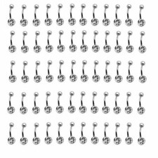 100PCS 14G Belly Button Ring Single Clear CZ Jewel Wholesale Externally Threaded
