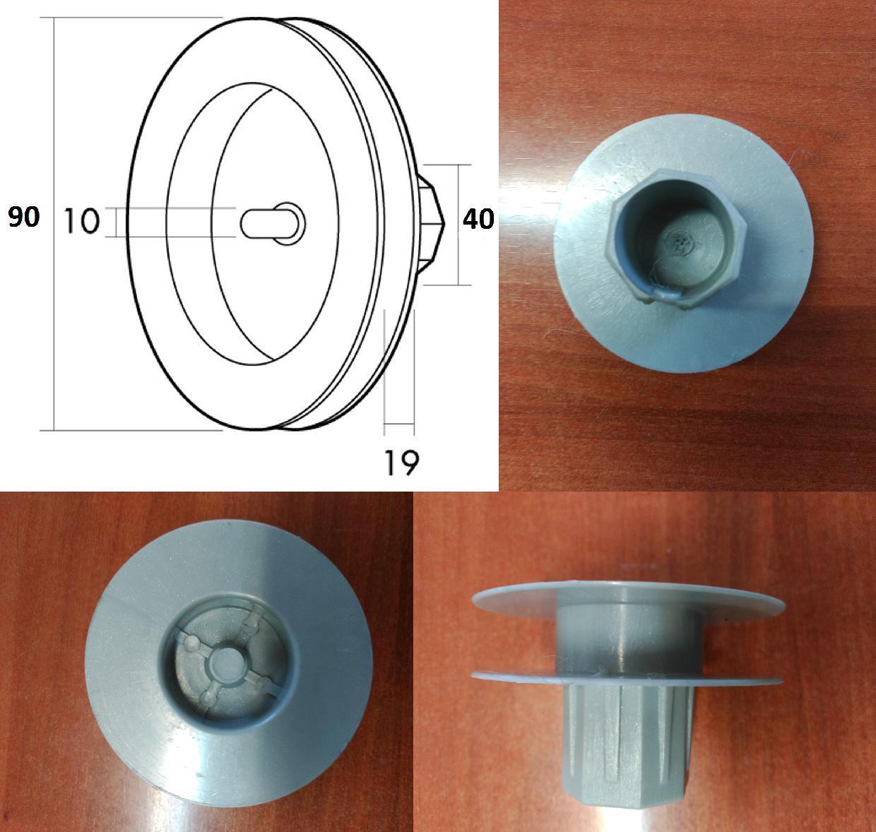 Disco de persiana mini de 90mm, para cinta de 14 o 18, con teton, polea, blind.