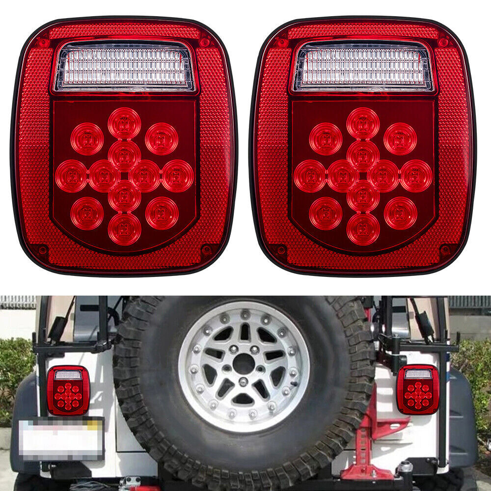 Pair 39 LED Tail Lights Brake License Plate Lamp For Jeep Wrangler YJ