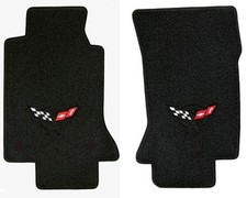 Chevy Corvette 2 Pc Mat Set- Black Carpet -gm Official Black Logo C5 1997-2004