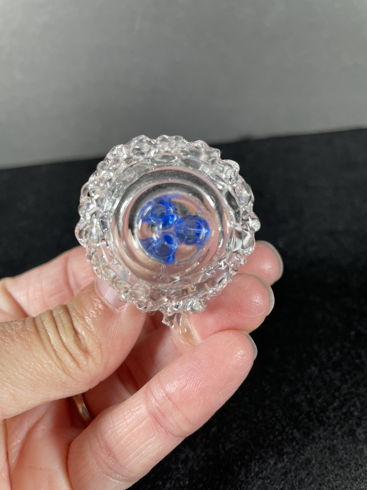 Vintage Spun Glass Bird Nest Blue Eggs Figurine eBay