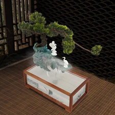 Chinese Zen Style Fish Tank Water Dispenser Humidifier Indoor Waterfall+Mist LED