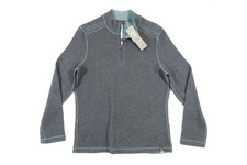 JACHS CM46-396-JM7 HALFZIP MOCK NECK REVERSIBLE MEDIUM GRAY GREEN SWEATER NWT