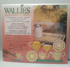 25 Mary Engelbreit Wallies Yellow Teapot Tea Cup Pink Floral Wallpaper Cutouts