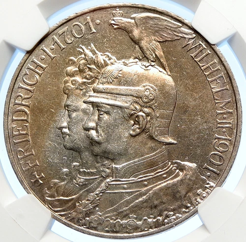 1901 A GERMANY GERMAN STATES PRUSSIA WILHELM II Silver 5 Mark Coin NGC i106229