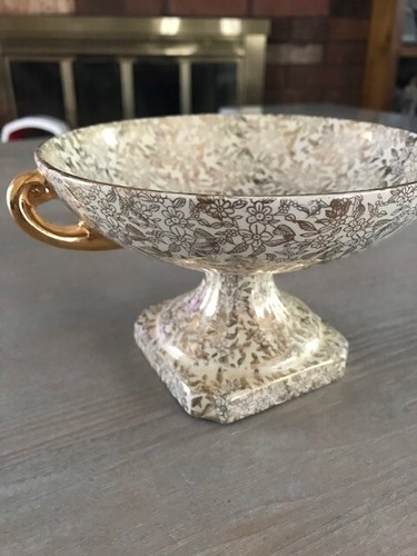 Empire Ware England Gold Chintz Porcelain Compote Pedestal/Compote Bowl - Picture 3 of 8