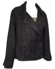 Flax Designs Linen Jacket Size Small Black Dots Chore Coat Artistic Lagenlook S