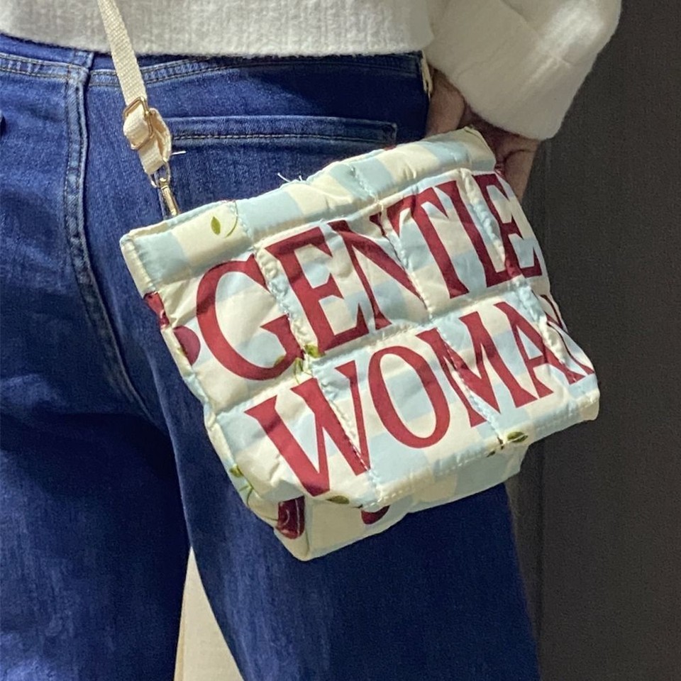 Down Cotton Padded Crossbody Bags Large Capacity Quilted Tote Bag