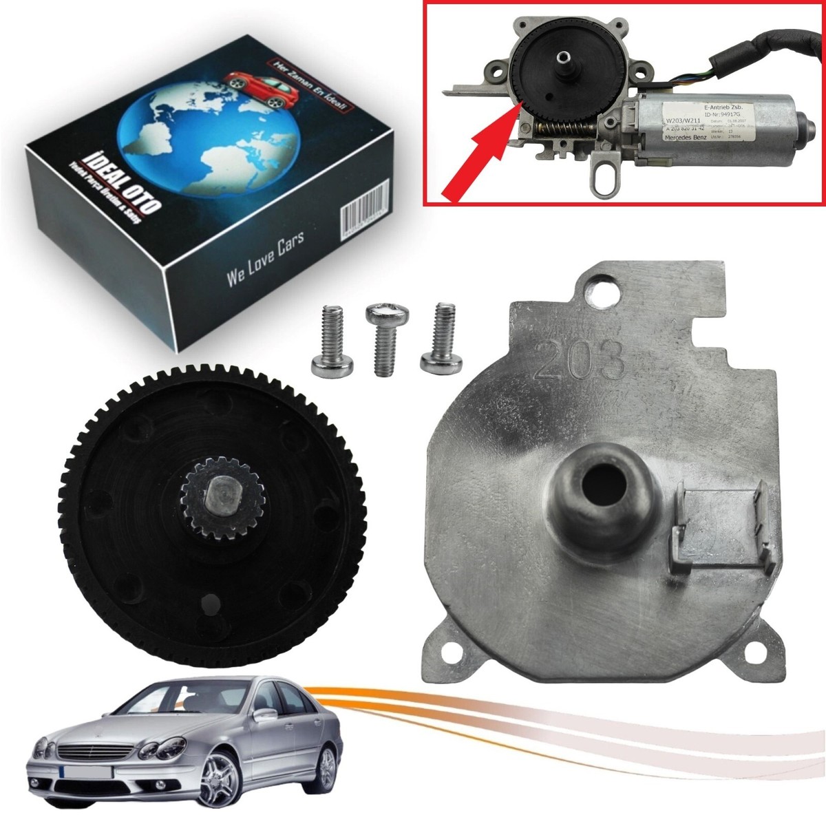 Sunroof Motor Cover & Gear Kit For Mercedes C W203 2000-2011, A