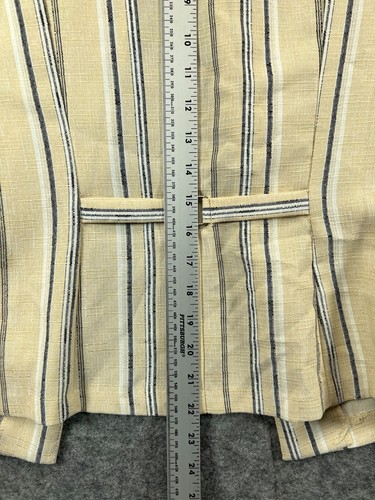 Perceptions Jacket Womens Petite 6P Beige Blue Stripe Half Sleeve Coat Ladies - Picture 5 of 15