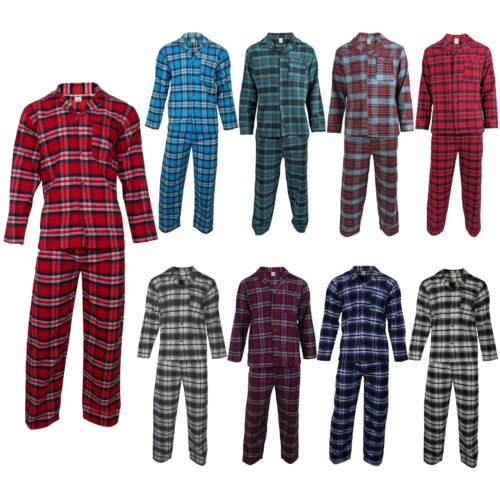 Mens Pyjamas Flannel/Brush Cotton Warm PJ Pyjama Set PJS Sizes S-4XL Nightwear - Picture 1 of 113