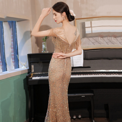 green emerald velvet dress Luxury Long Prom Silver Sequence Dress