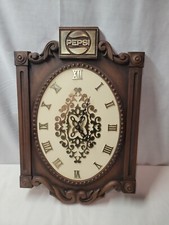 Ancienne horloge publicitaire Pepsi années 70 embosographe FDM Mfg Co. Faux bois plastique