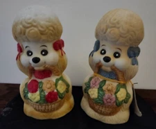 Vintage JASCO Critter Bells Puppy Dog POODLES BLUE/RED 1979 Christmas W/ 1 Tag