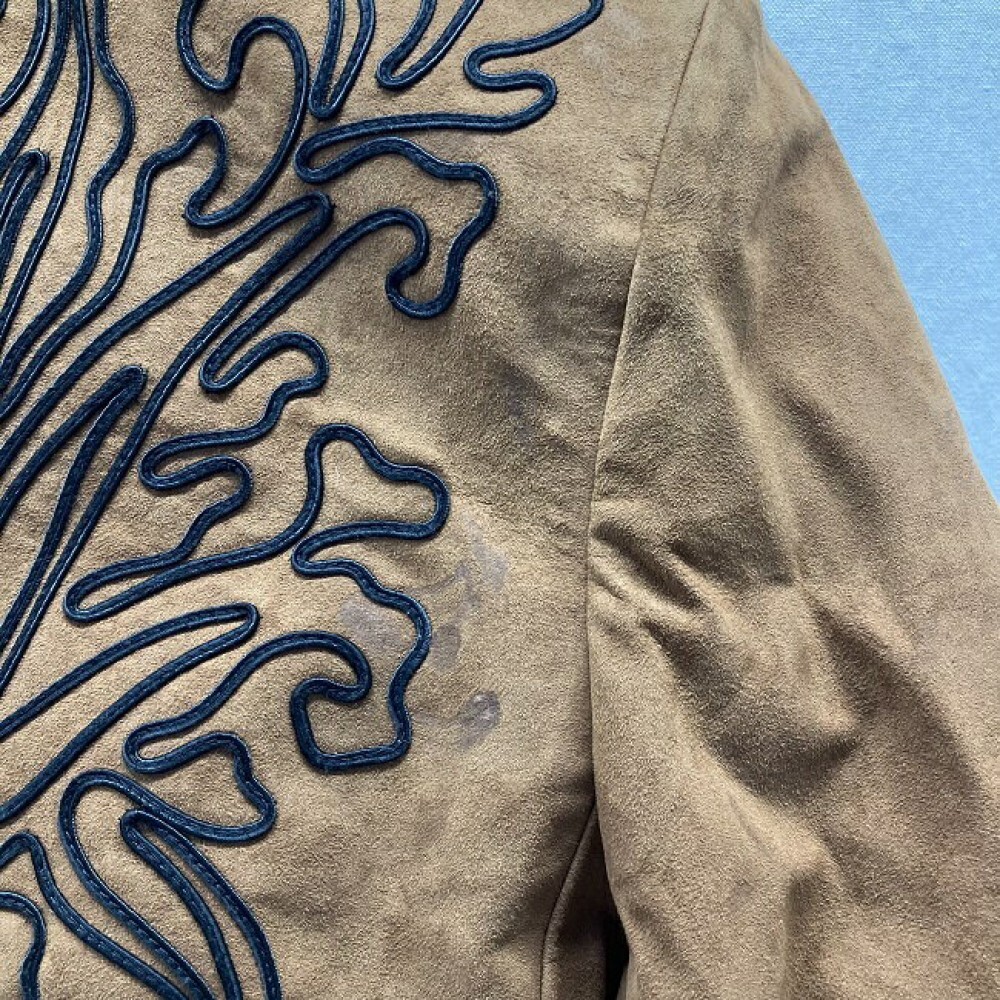 Yves Saint Laurent Giacca di Pelle Marrone Ricamo Ecopelle L KI250109059