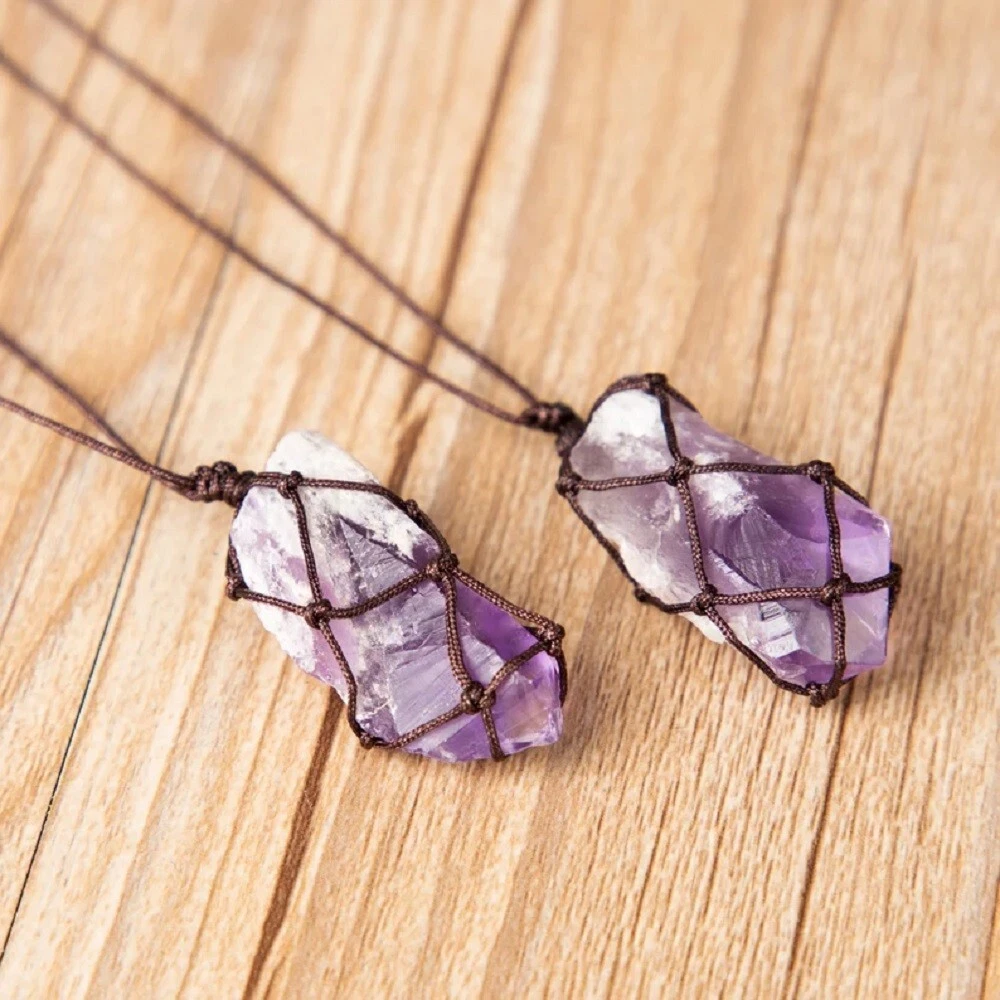 Natural Raw Amethyst Purple Pendant High Vibrational Necklace Meditation  Crystal, Calm Anxiety, Unique Gift Spiritual Crystal