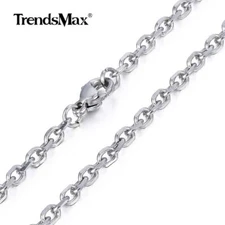 3mm Mens Chain Silver Tone Stainless Steel Necklace Cable Link Jewelry 18"-24"