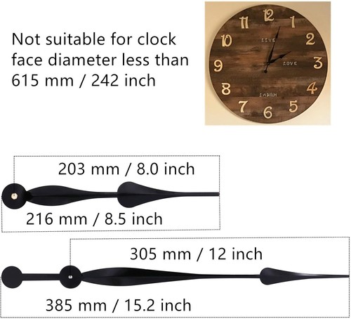 Modern Black Long Shaft Clock Movement Kit with Spade Hands for Stylish Decor - 第 6/9 張圖片