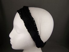 Black crochet scrunched stretch kerchief headband 3in1 multi look bandana
