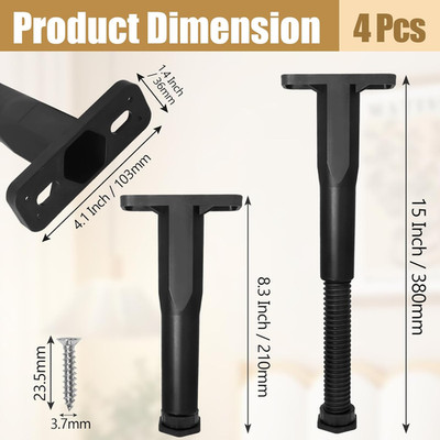 4 Pcs 8.3-15 Inch Adjustable Bed Frame Support Legs, Bed Center Support Bed R...