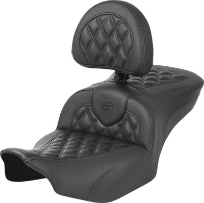 SADDLEMEN RoadSofa* Fits Seat - With Backrest - Carbon Fiber - Lattice Stitch -