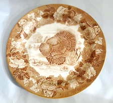 Antique Wood's Burslem England Turkey Thanksgiving Serving Plate 10"