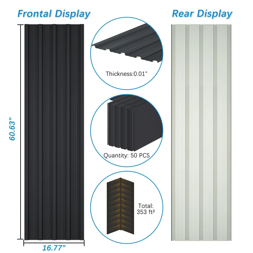 Paneles de techo de 50 piezas de acero galvanizado herrajes láminas de metal para techos paneles de pared Foto 2 de 4
