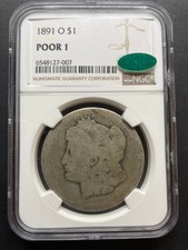 1891 O Morgan $1 NGC Poor 1 Lowball Rare CAC Green Bean Collectible Scarce PO 01