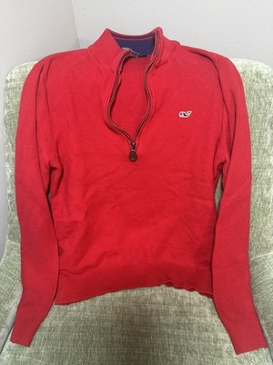 Vineyard Vines Sweater Boys Large Red Pullover Quarter Zip Golf EUC