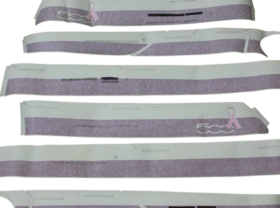 Kit de calcomanías 12-23 Fiat 500 cáncer de mama cinta rosa carreras 82213247 fabricante de equipos originales de fábrica Foto 2 de 4