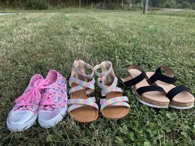 Size 2 Girls Shoe Lot, Nanette Lepore Sneakers, 2 Dress Sandals(link+art Class)