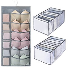 Organizador de armario colgante 3 piezas + cajón de bolsillo 9/7 caja de almacenamiento ropa interior bolsa de calcetín