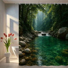 Nature-Inspired Waterproof Shower Curtain for Bathroom Decor