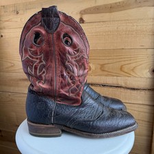 Double H Men's Sz 11 2E Square Toe USA Made Cowboy Bison Boots DH4633 Farm Worn