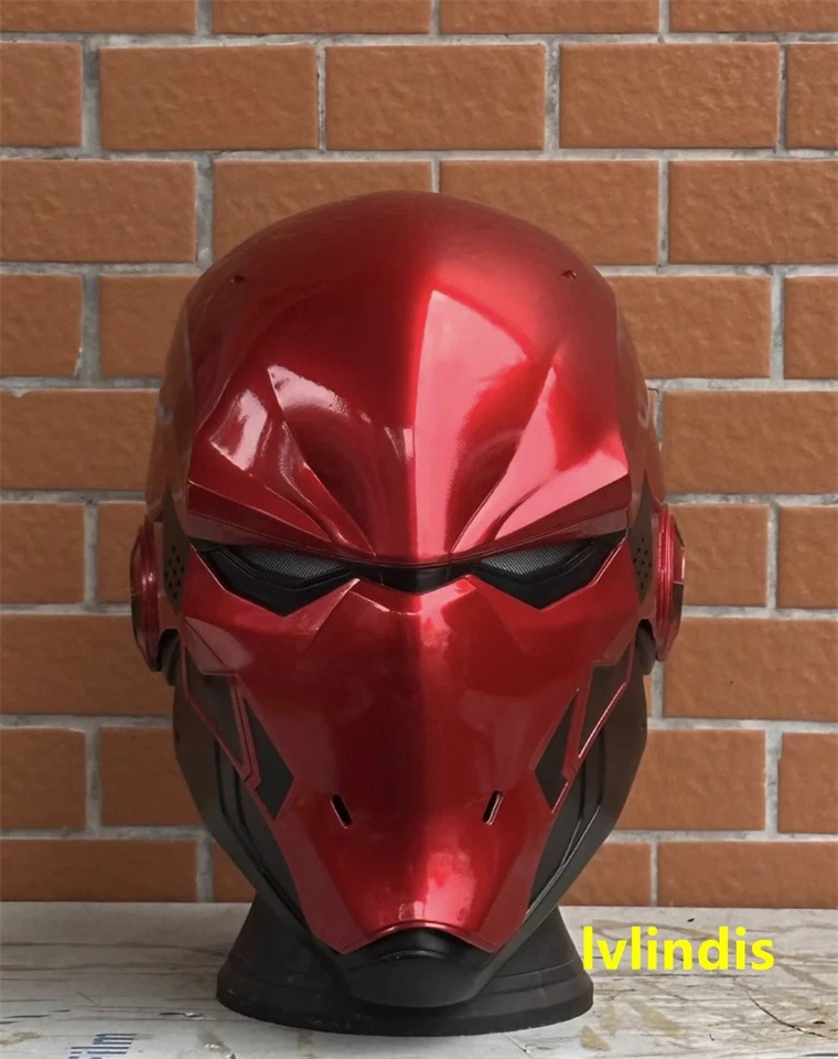 Máscara Capucha Roja Ojos LED FRP Liga de la Justicia Batman Juegos con disfraces Casco utilería de Halloween Foto 2 de 4