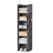 Hanging Closet Organize Shelves, 6-Hanging Shelves for Clothes Organize（Grey）
