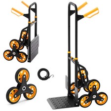 VEVOR Stair Climbing Cart 330 lbs Folding Trolley Cart 6 Wheels 2 Ropes
