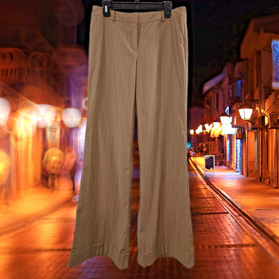 New York & Company Juniors Beige Striped Boot Cut Stretch Slacks Size 8 Tall