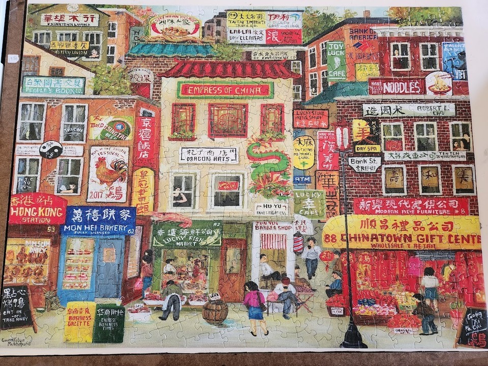 SunsOut Puzzle Chinatown Street Scene 500 Pieces Complete Gwendolyn ...