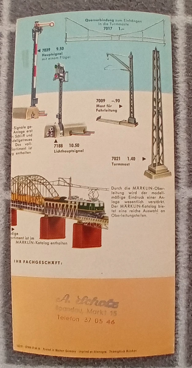 Märklin H0 Werbe-Flyer / Prospekt von 1964/65 / OYNN 07 64  th  / TOP / Original