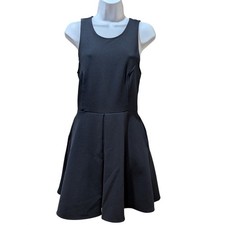 Kendall & Kylie Black Sleeveless Fit Flare Dress Open Back Diamond Cutout Size M