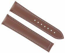 18MM LEATHER WATCH STRAP DEPLOYMENT CLASP FOR OMEGA SEAMASTER WATCH L/BROWN WS