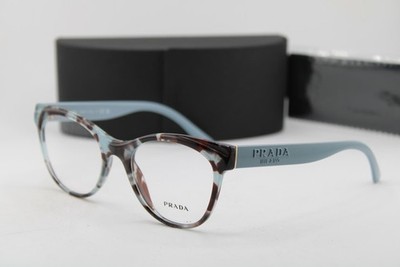 NEW PRADA VPR 05W 05H-1O1 BLUE BROWN MARBLE AUTHENTIC EYEGLASSES 53-19