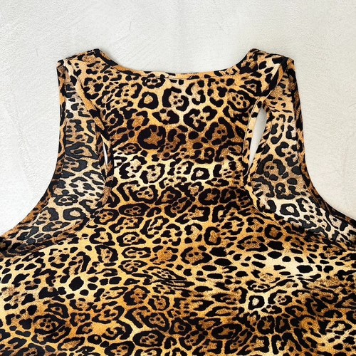 Abito midi ASOS Design stampa leopardata schiena racer. Nero/Marrone. Regno Unito 14. - Foto 5 di 6