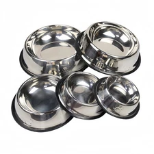 2-STAINLESS STEEL 16 0Z Standard Pet Dog Puppy Cat Food Water Bowls Dish NEW