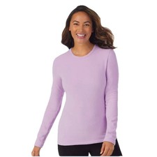 Cuddl Duds Women's Fleecewear Strech long sleeve crew top Pink Heather L New