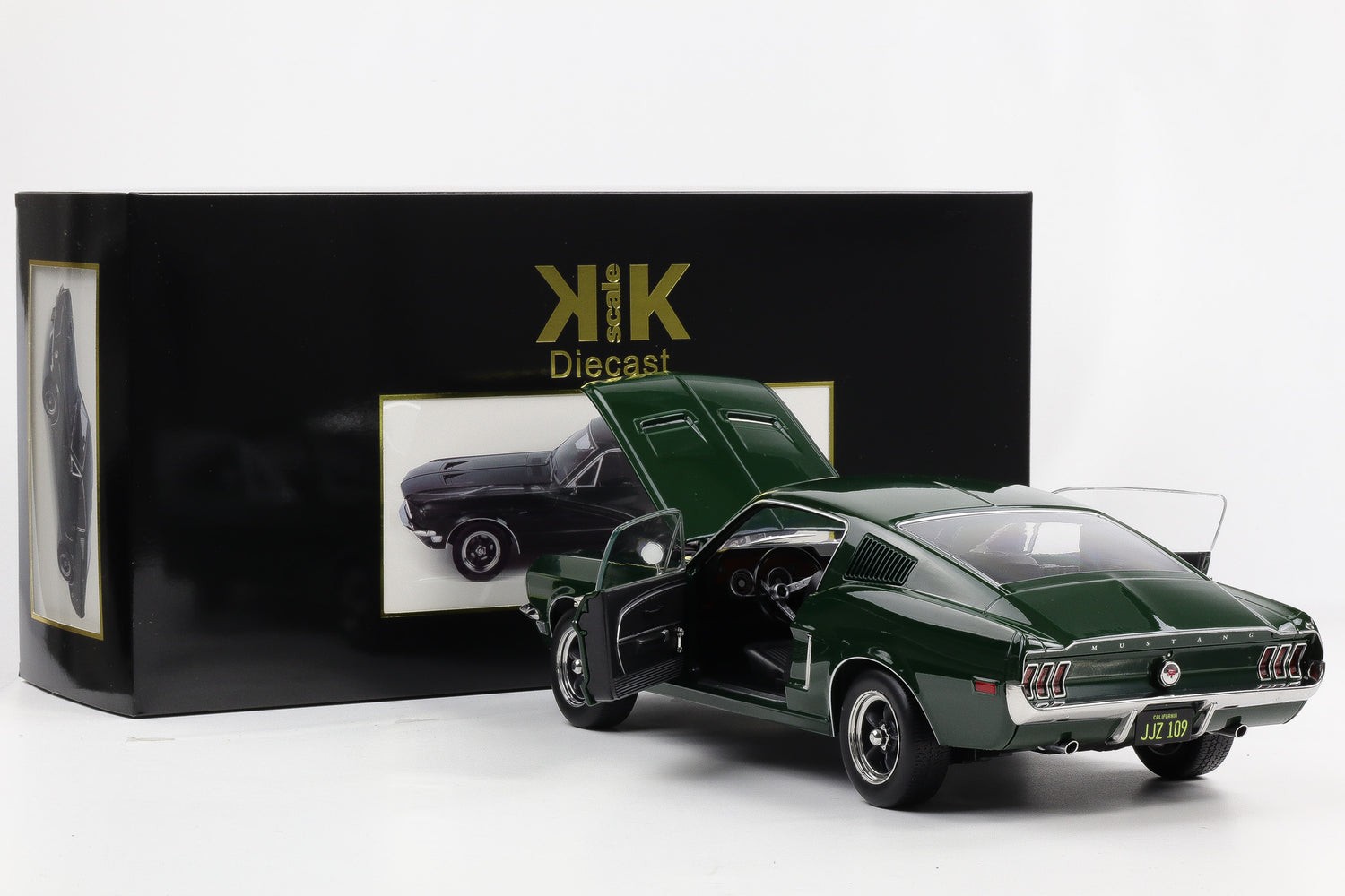 1:12 KK Scale Ford Mustang GT Fastback Bullitt 1968 Dark Green Movie Car Diecast
